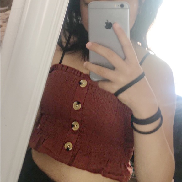 Pacsun Ruffled Brick Red Tube Top - Picture 2 of 4